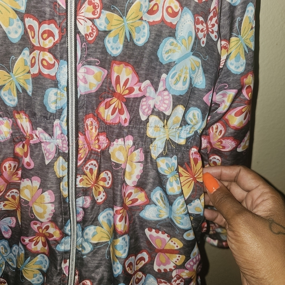 Penelope Mack Butterfly Print Raincoat with Yellow Interior - Picture 4 of 10
